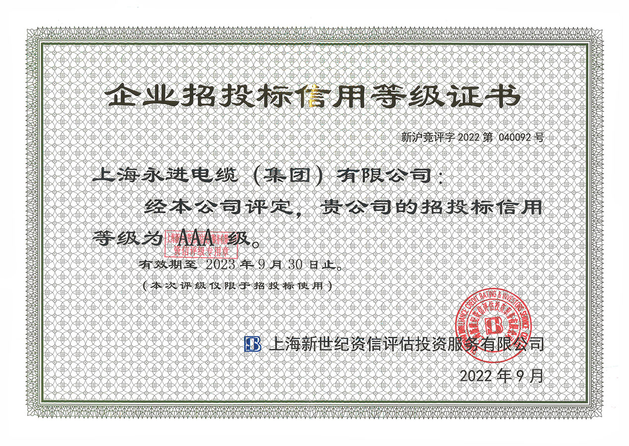 企業(yè)招投標(biāo)信用等級證書(圖1)