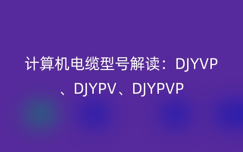 計(jì)算機(jī)電纜型號(hào)解讀：DJYVP、DJYPV、DJYPVP(圖1)